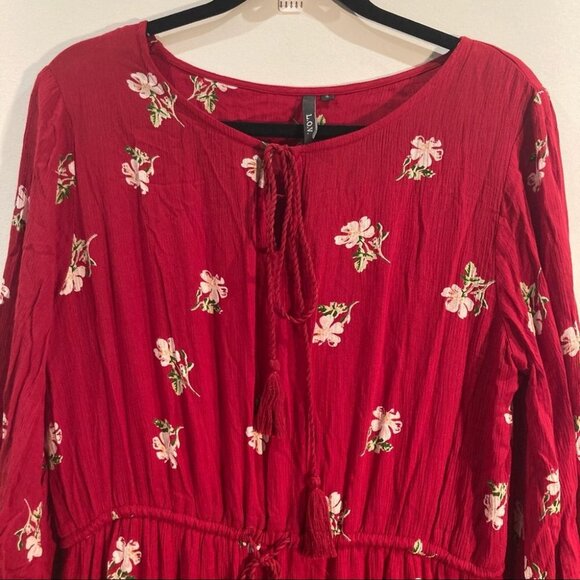 L.O.V. Sz S Oversized Bohemian  Tiered Skirt Balloon Sleeves Lined Maxi Dress - Picture 2 of 11